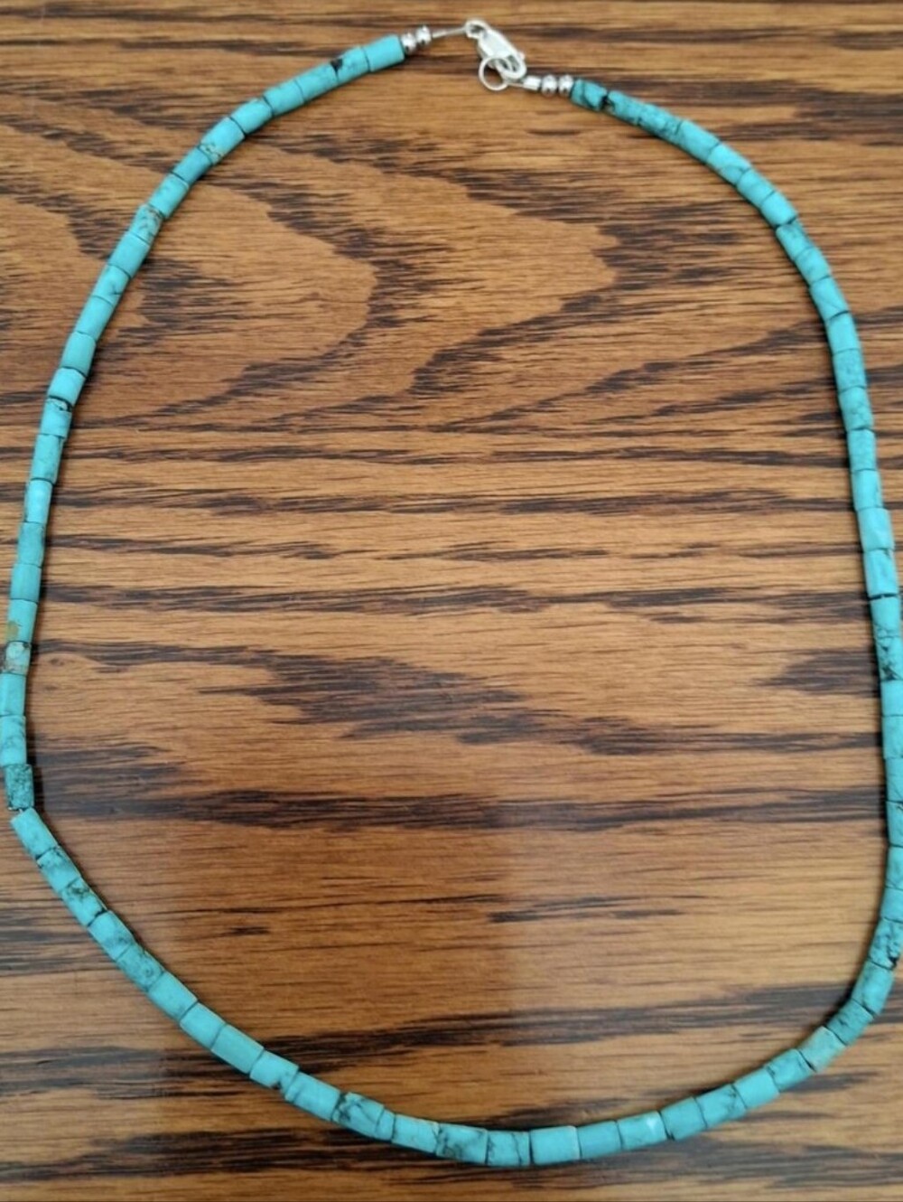 Turquoise Heishi Tube Beaded Necklace 16"